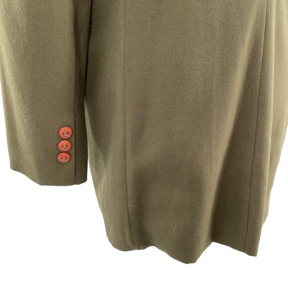 Vintage David Benjamin Army Green Notched Collar Long Classic Retro Blazer Sz 12 - Picture 7 of 16